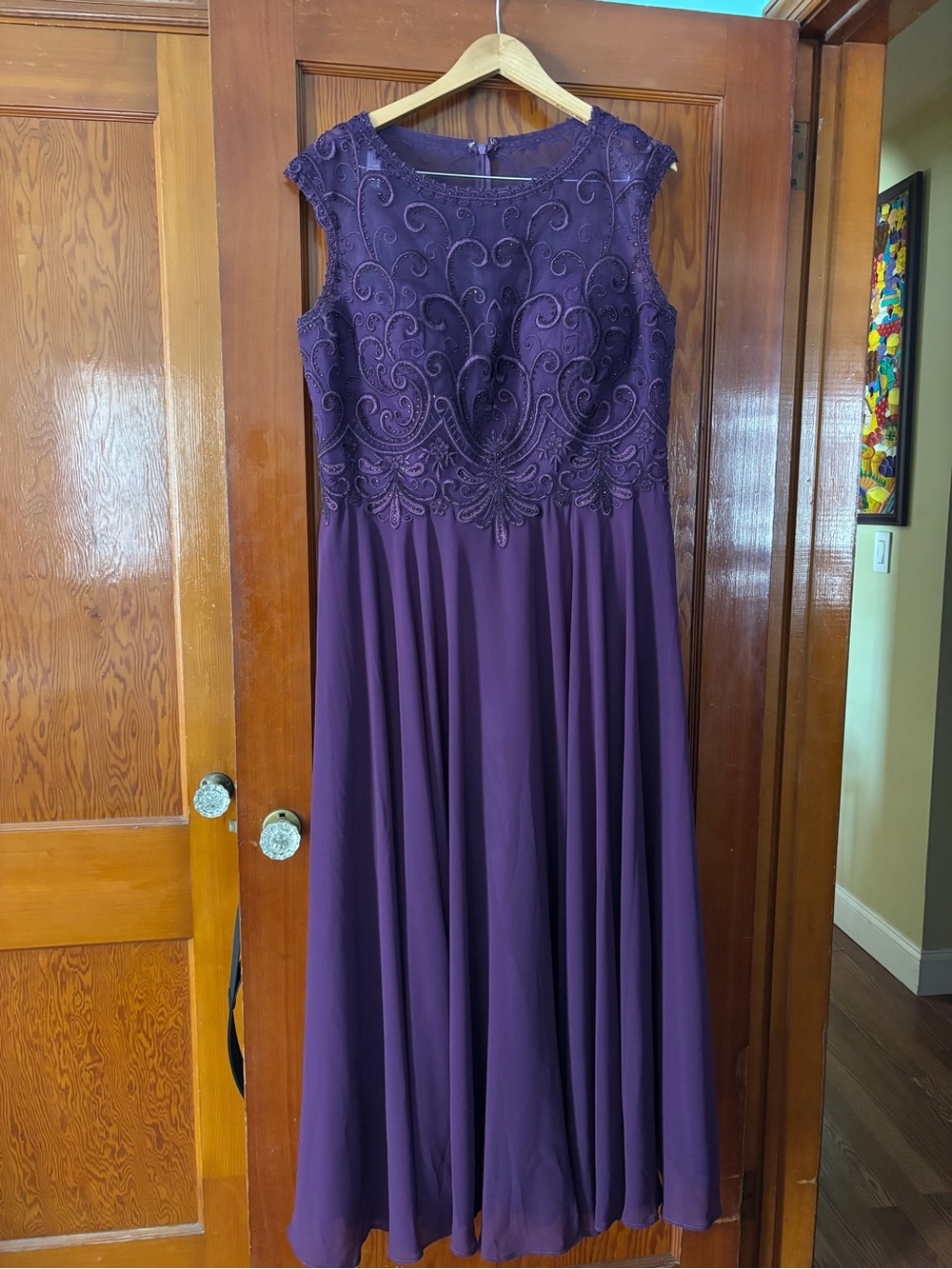 Sleeveless Embroidered Maxi Dress in Deep Purple